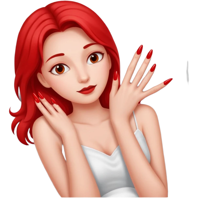 Girl in bed with nails emoji