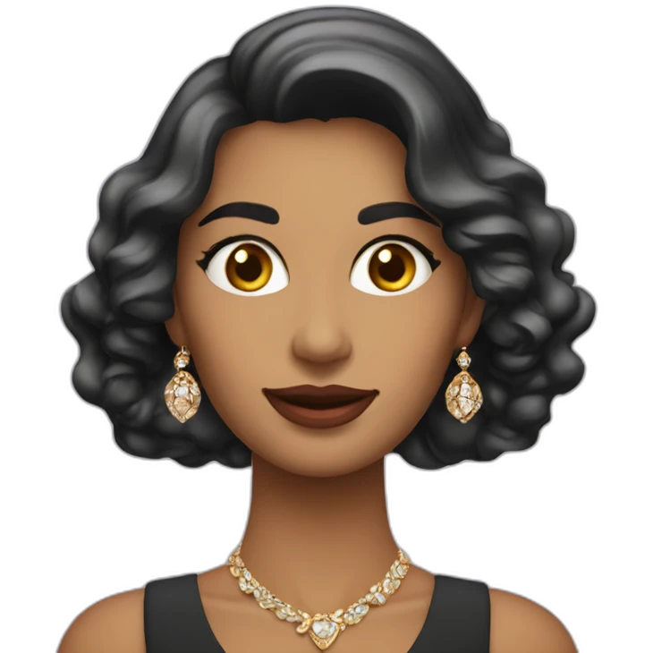 mujer elegante joven con joyeria fina alegre emoji