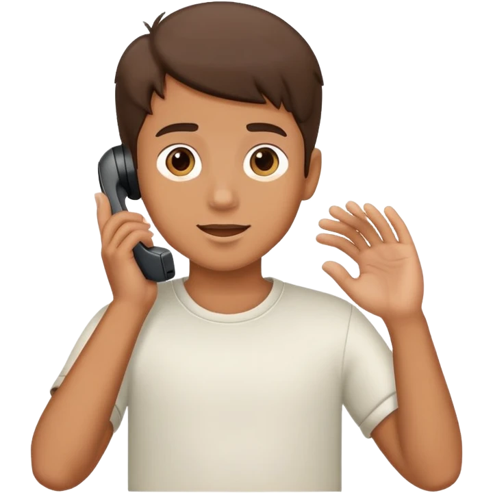 boy on the phone holding out hand  emoji