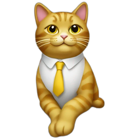 cat secretary sitting on top of the gold cloud emoji
