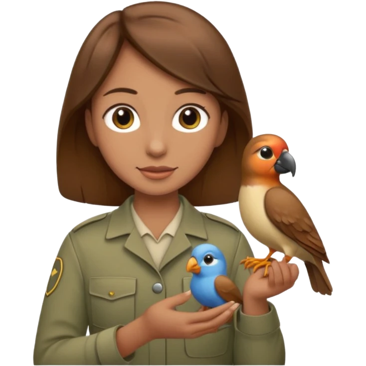 Zookeeper with brown hair with bird emoji