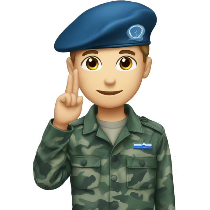 Blue shades camouflage uniform boy saluting with his hand emoji