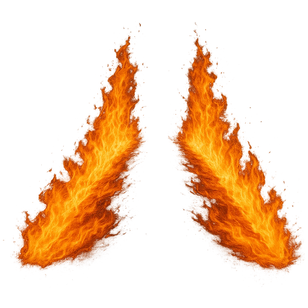 burning twin tire tracks, intense flames, inspired by Back to the Future time travel scene, no car, just the flame trails, isolated, no background emoji