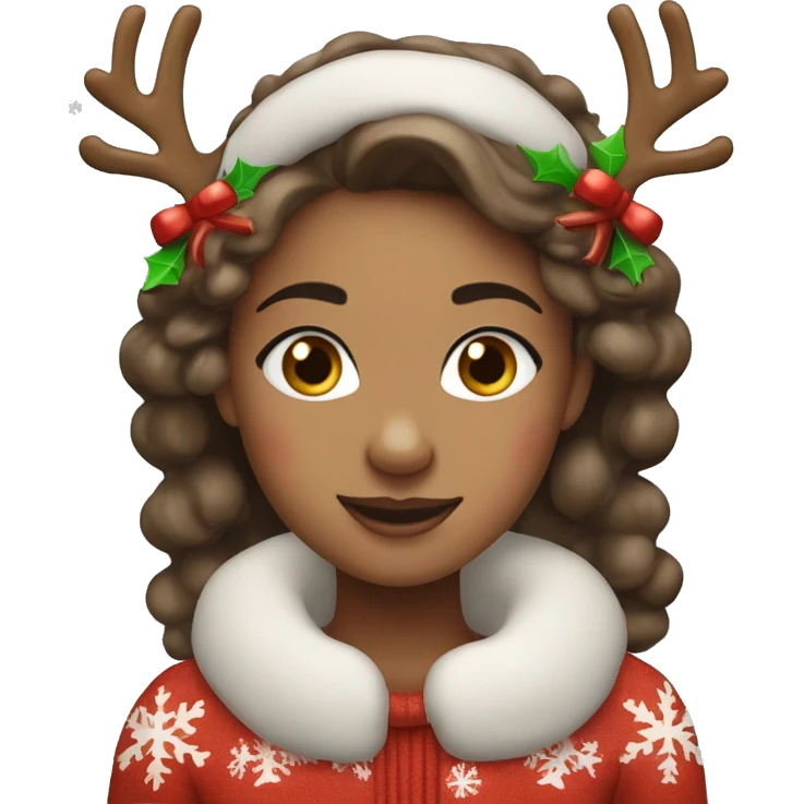 Girl wearing Christmas ￼￼reindeer antlers  emoji