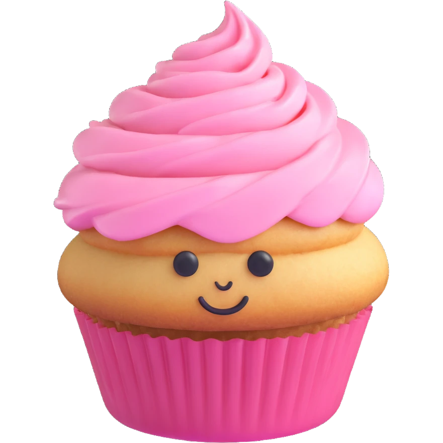 cupcake with pink icing, 3D emoji style emoji