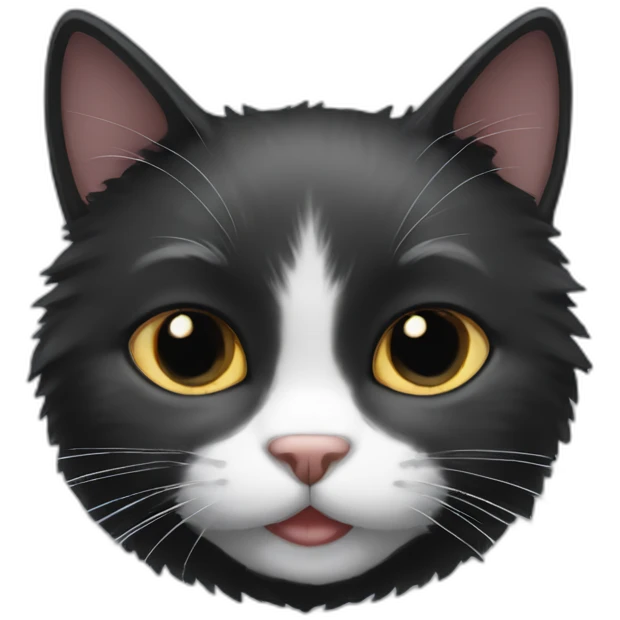 Fluffy black cat with white chin emoji