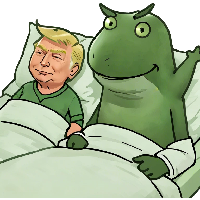 Donald trump laying in bed with elon musk emoji