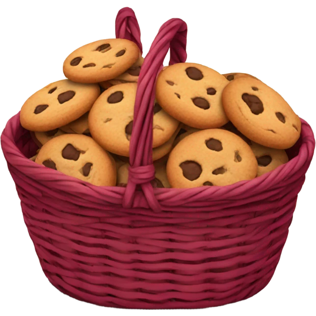 burgundy basket filled with cookies emoji