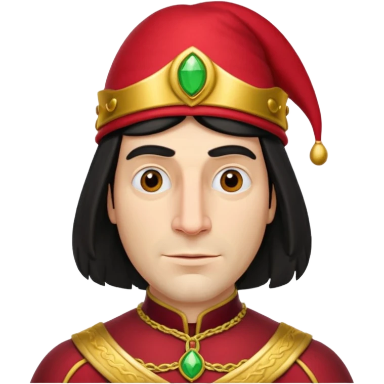 lord farquad avec un chapeau rouge et une bordure dorée pres du crane emoji
