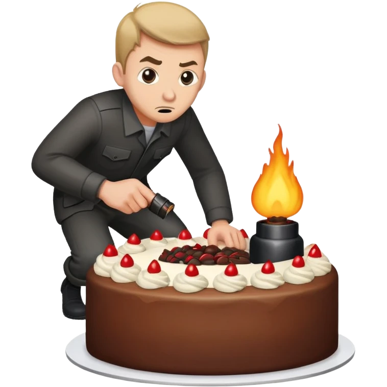 Guy sneaking a bomb into cake emoji