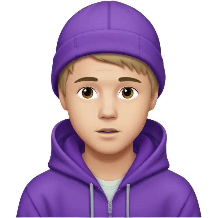 justin bieber, wear purple hoodie emoji