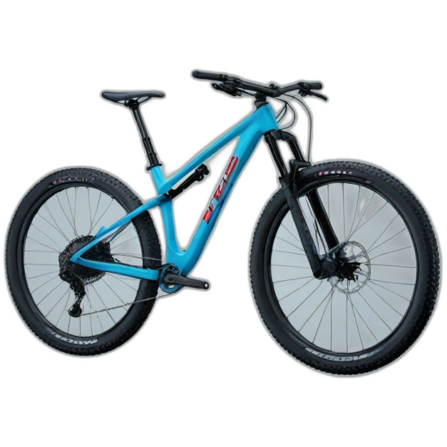 Light Blue fade to dark Blue trek Slash with red lettering mtb emoji