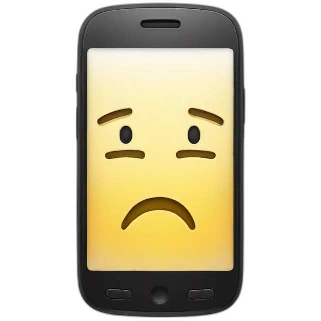 Cell phone with a sad face emoji