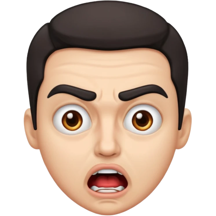 offended with mad eyebrows and open mouth emoji