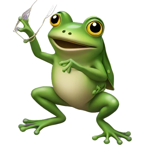 A frog using a lasso to catch a fly  emoji