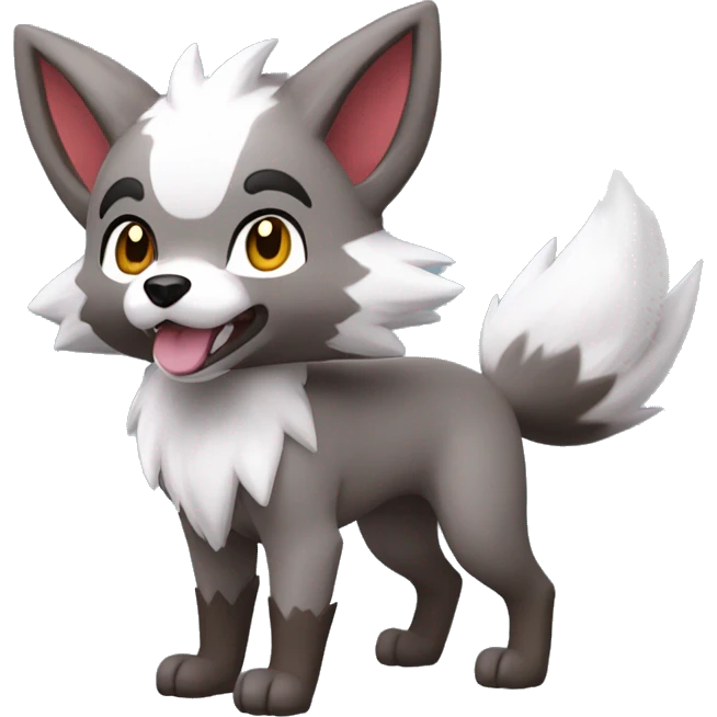 Kawaii Cool Chibi Poochyena-Rocruff-Lycanroc-Pokémon Full Body Detailed High Quality emoji