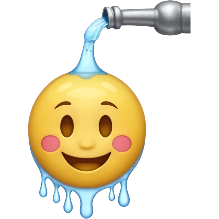 An animation of an emoji showing happy face when water is poured on it emoji