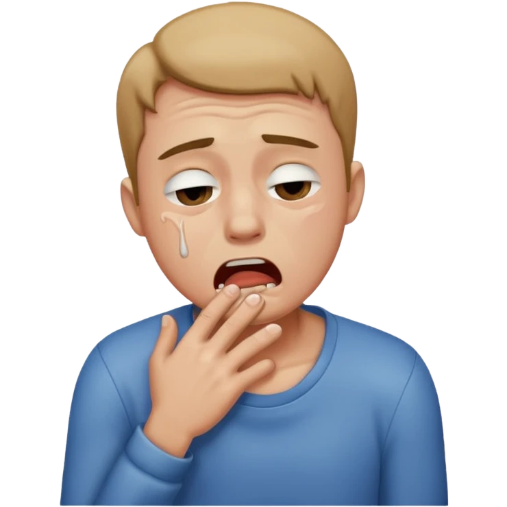 Man choking himself crying emoji