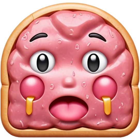 kawaii crying EMOJI made of SPAM MEAT emoji