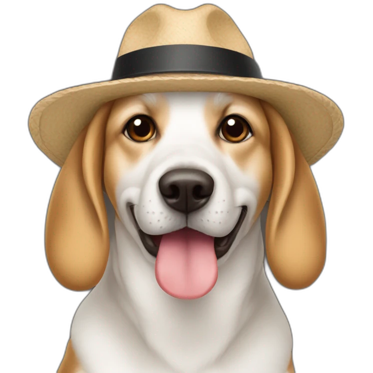 Chien avec un chapeau emoji