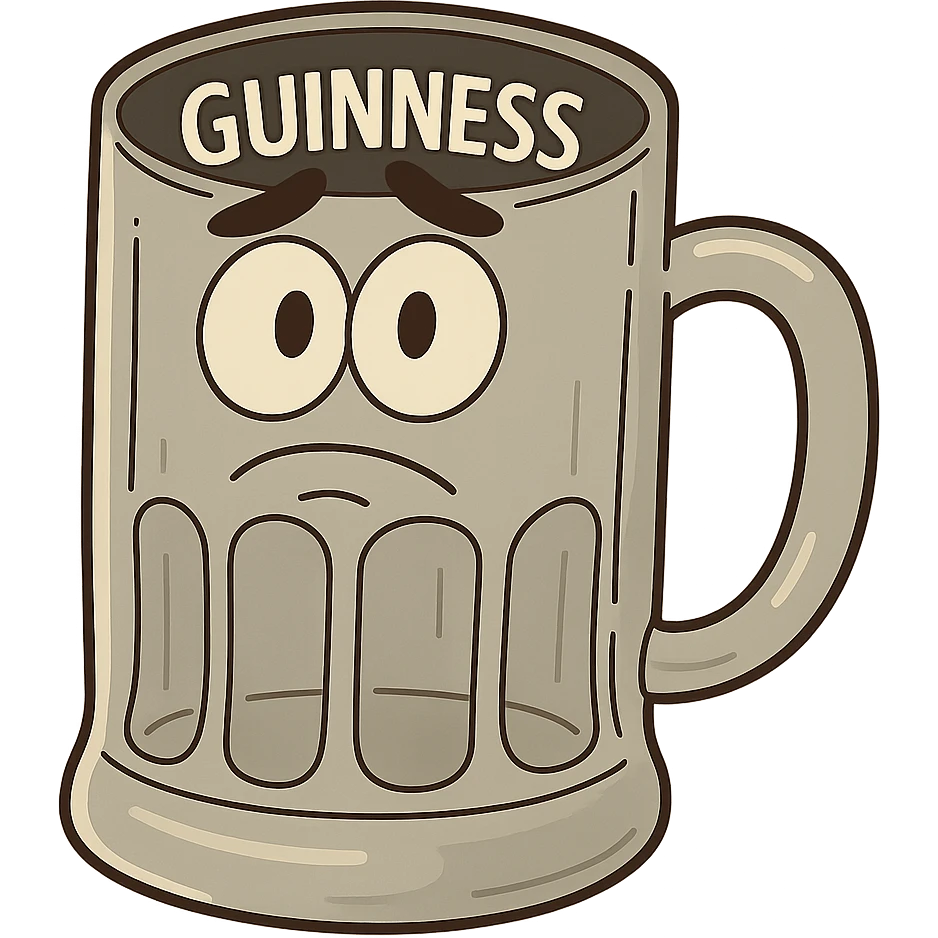 an empty Guinness tankard, cartoon style, no beer, transparent background emoji
