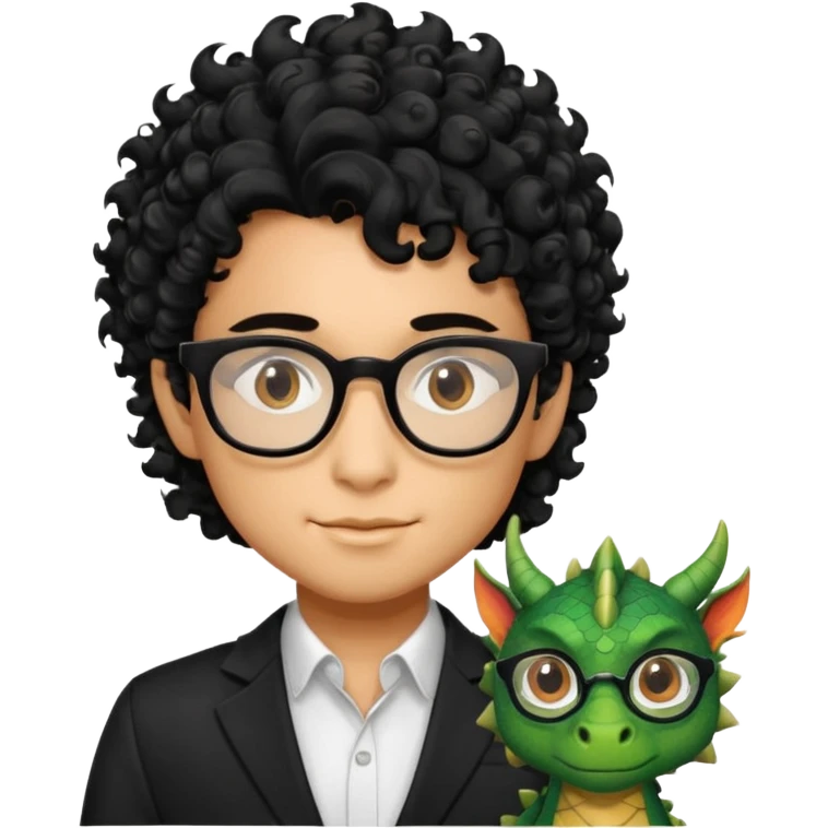 Un dragón con LENTES negros CABELLO COLOCHO Y CON FLOW  emoji