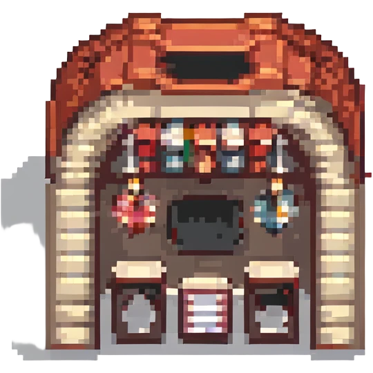 theater building, pixel art style emoji