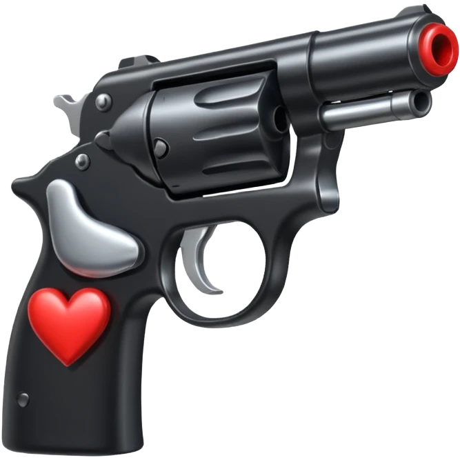 Black hand gun shooting a heart bullets out of the tip  emoji