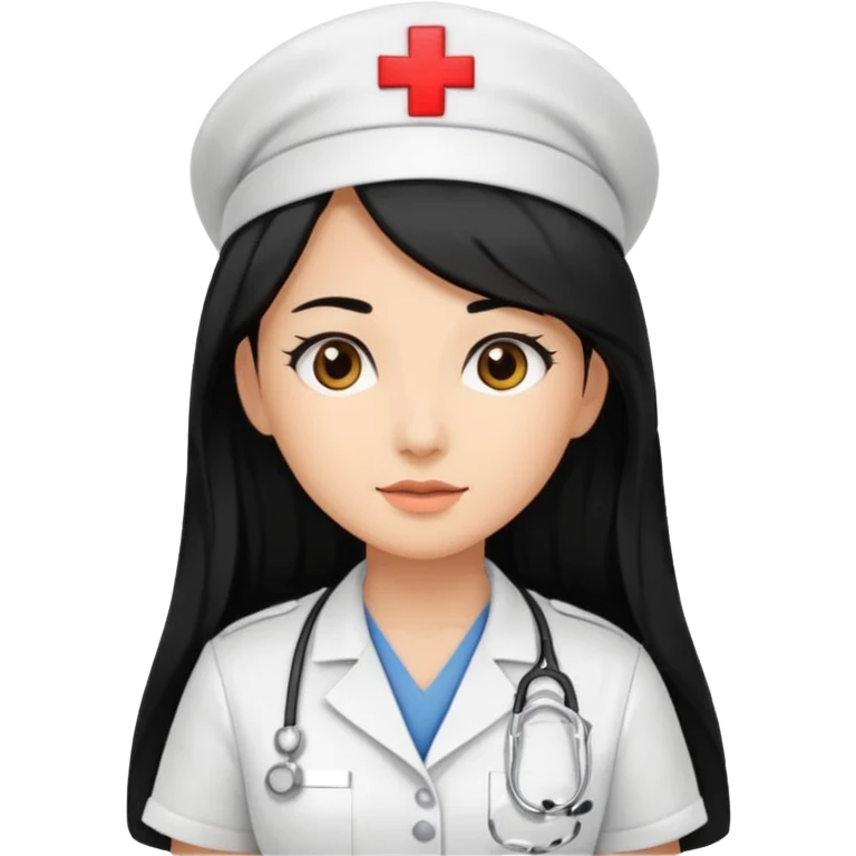 nurse assistence with long black hair emoji