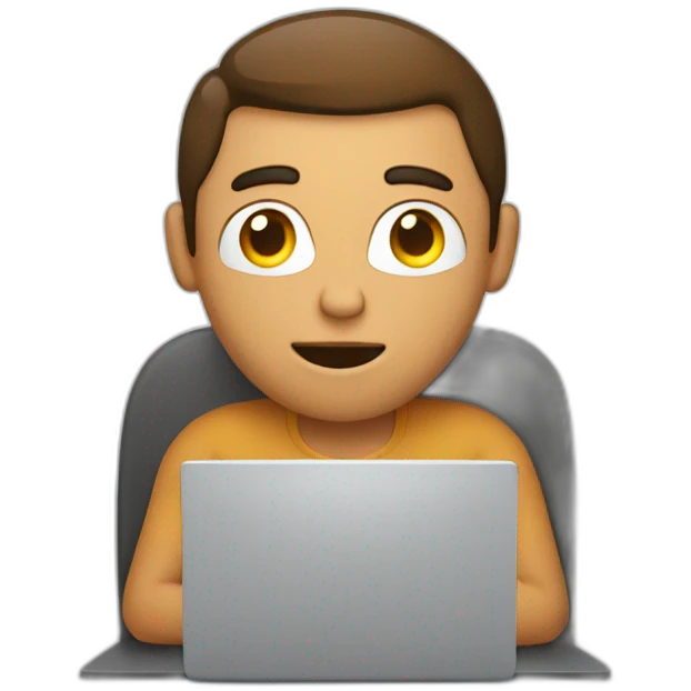 Hombre editando un video con su laptop emoji