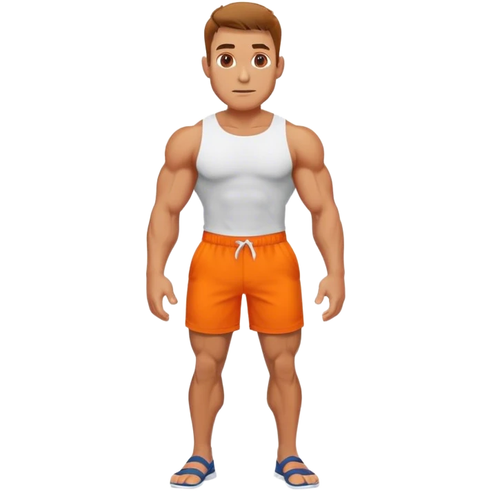 calves muscles male wearing orange shorts emoji
