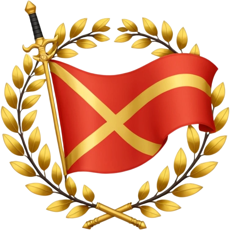 flag emoji two red diagonal stripes black stripe in middle golden sword in center with golden wreath emoji