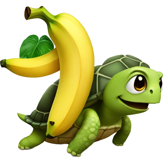 Banana with a turtle as hat emoji