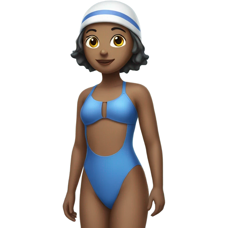 Girl in a swim cap and swimsuit emoji
