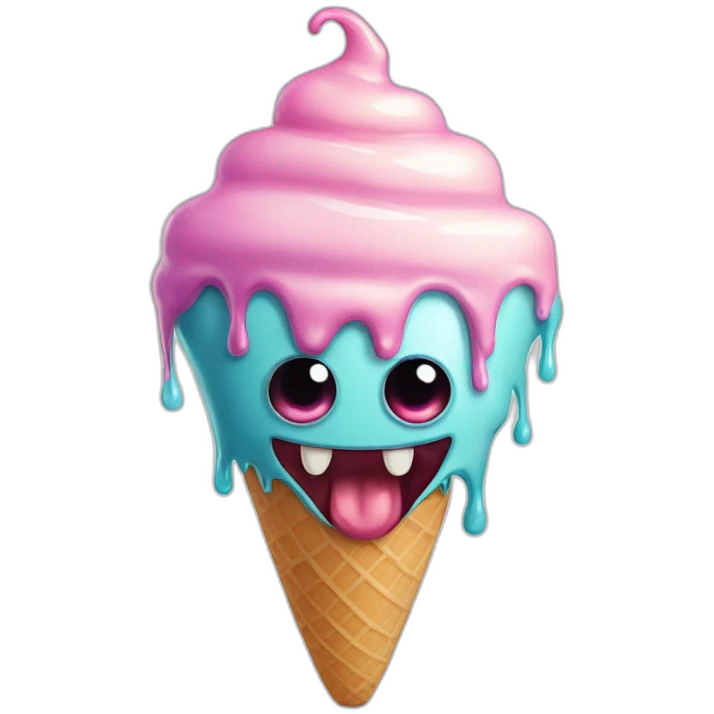 a scary monster that looks like a melting ice cream cone emoji