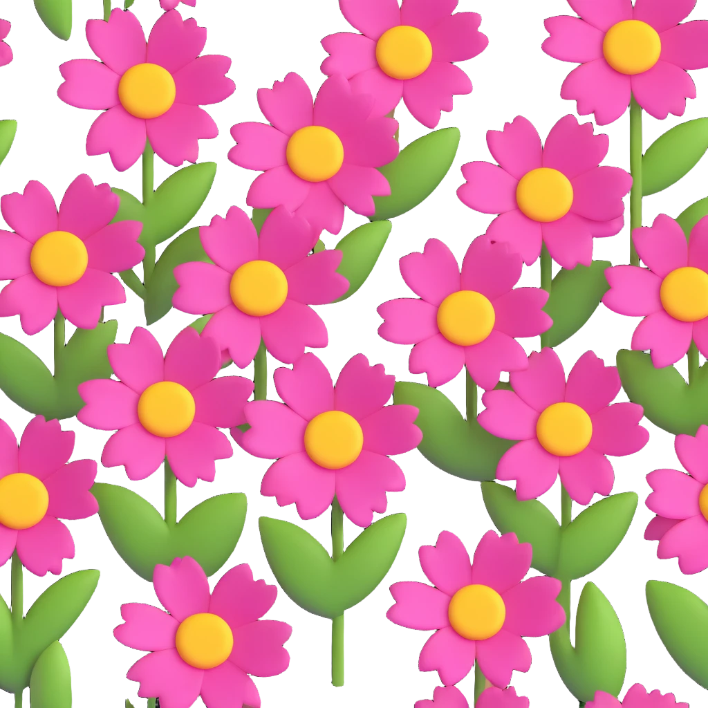 pink flowers with yellow centers, cute and playful design, different perspective emoji