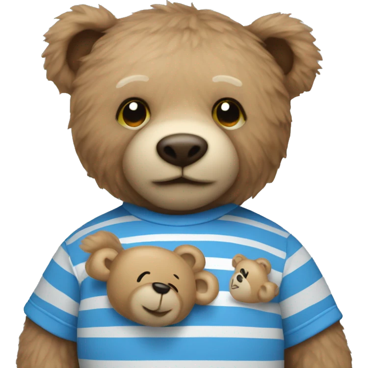 Teddy bear wearing blue stripy T-shirt  emoji