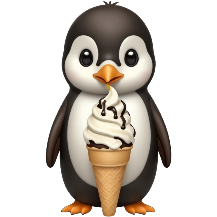 Baby penguin eating ice cream cone  emoji