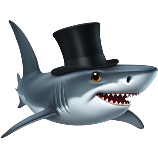 Shark with a top hat emoji