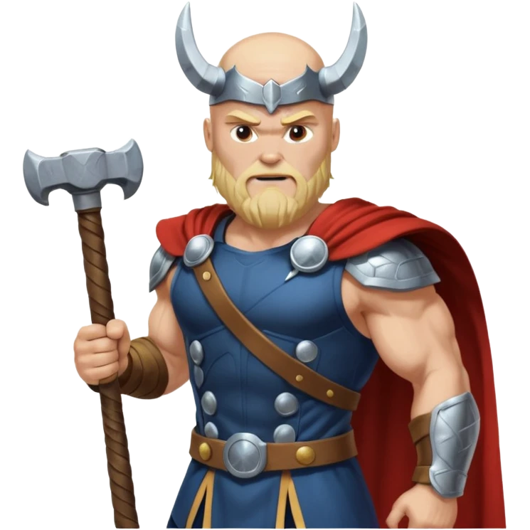 Bald Norse god Thor, with hammer and lightning  emoji