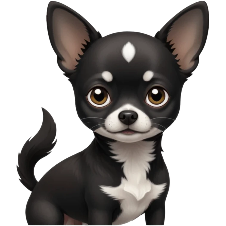 Very Dark black Chihuahua with white markings On the neck In Telegram style emoji
