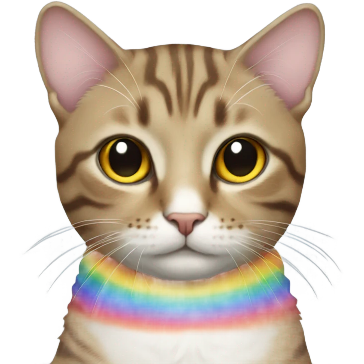 Cat wearing rainbow shirt emoji