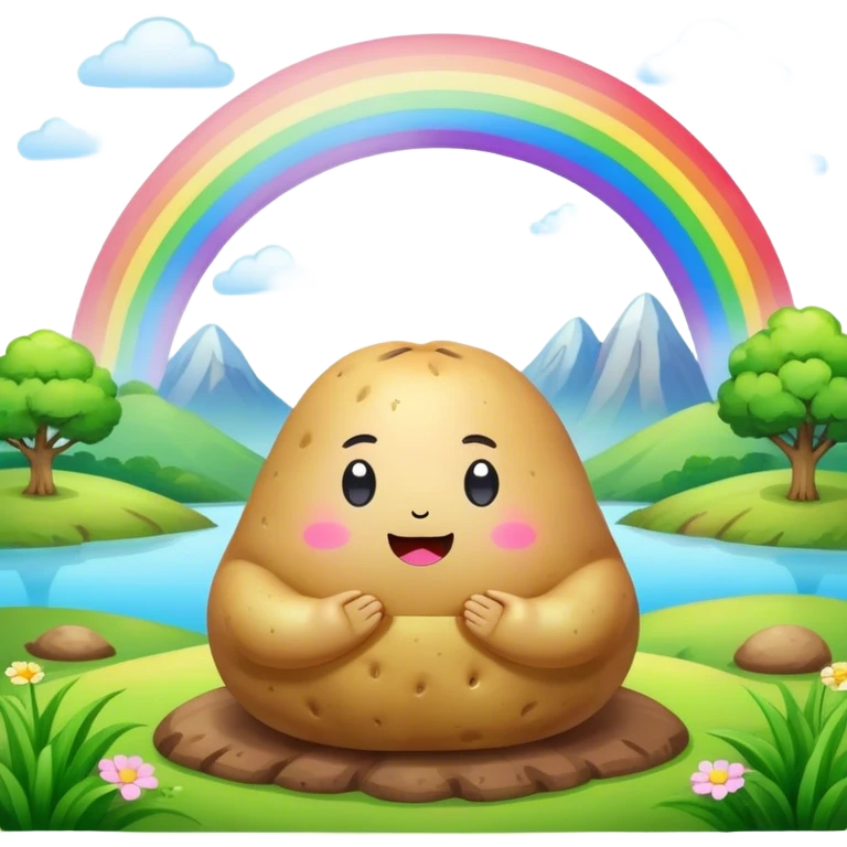 rainbow kawaii meditating potato landscape emoji