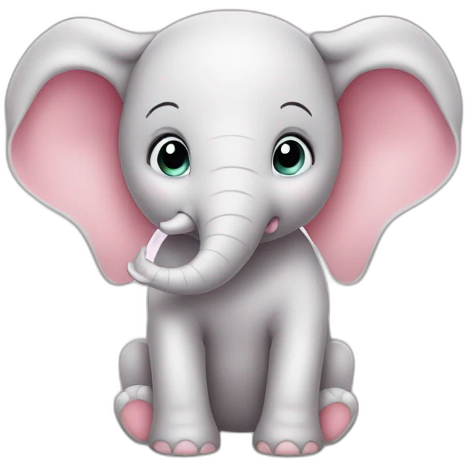 baby pink cartoon angel elephant emoji