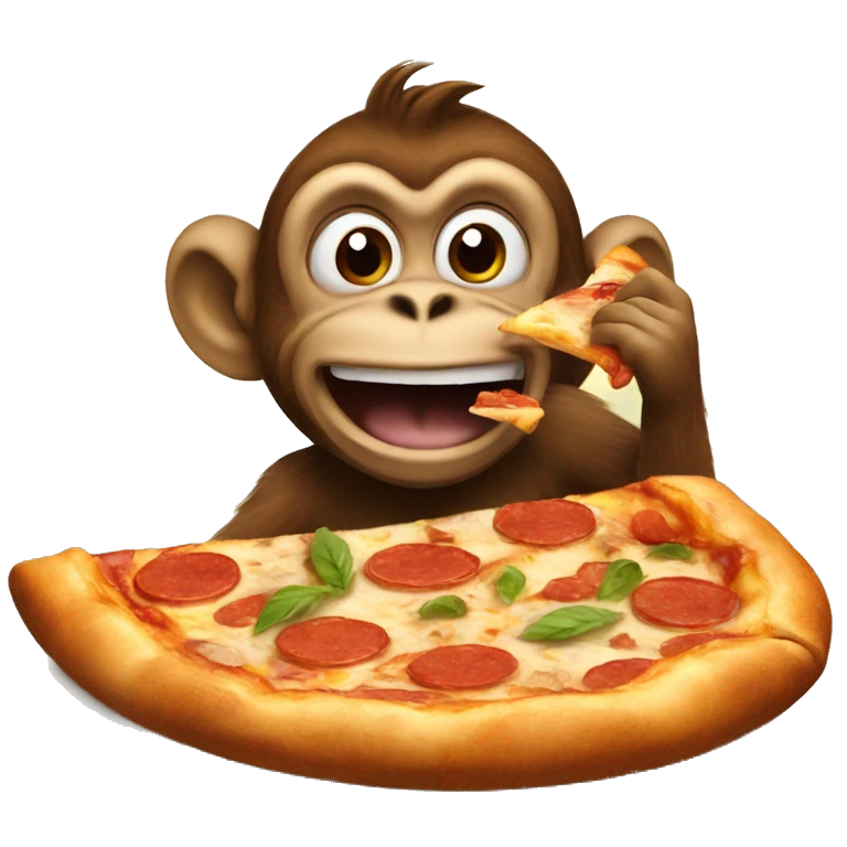 a monkey eating pizza emoji