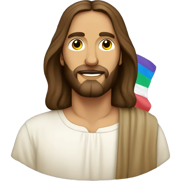 Jesus Christ with pride flag  emoji