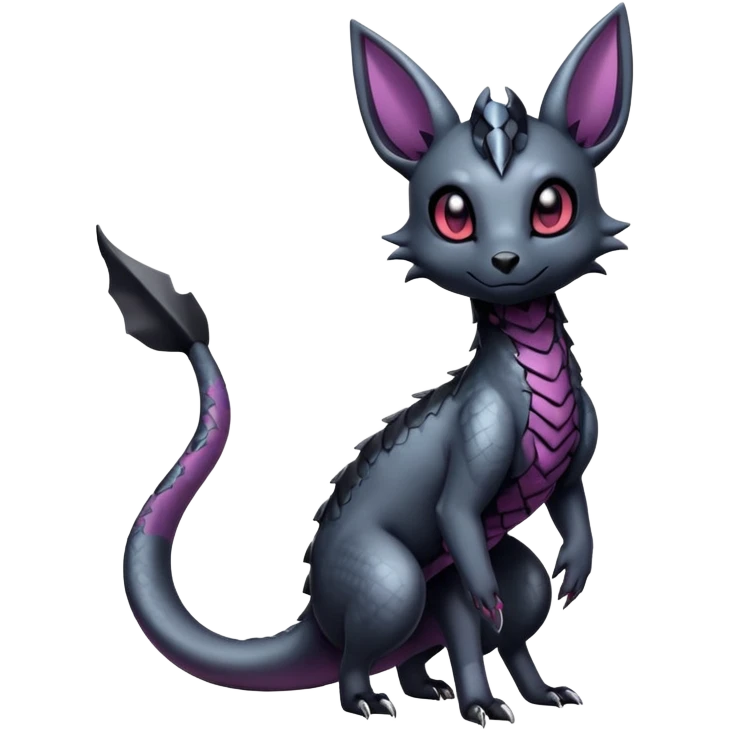 Shiny Dark Cute Majestic Sophisticated Modern Gothic Gloomy Futuristic Scaly Cyber-Salandit-Umbreon-Delcatty-Hybrid (Full body) emoji