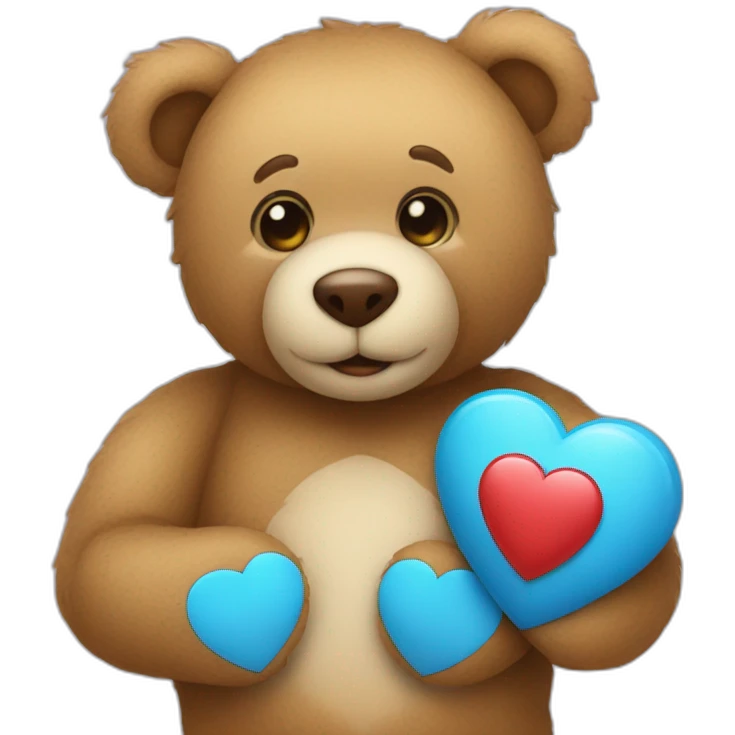 A teddy bear holding blue heart  emoji