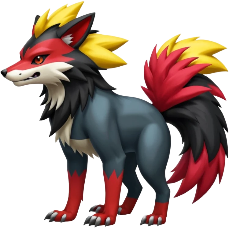Shiny furry Badass cool Zeraora-Zoroark-Obstagoon-fusion emoji