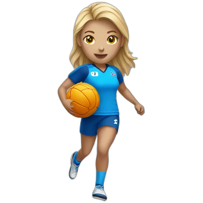 women handball player with blue shirt emoji
